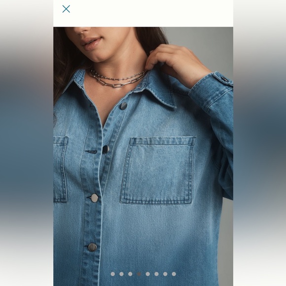 NWT Anthropologie Porridge Long Sleeve Collared Denim Mini Shirt Dress - Picture 6 of 13